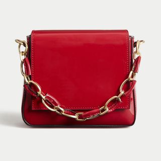 red chain bag