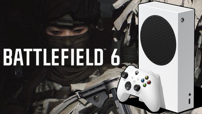 Battlefield 6 promotional image with the text &quot;Battlefield 6&quot; and a Series S console