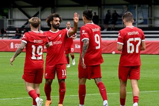 Liverpool season preview 2023/24 Darwin Nunez (9) of Liverpool celebrates scoring Liverpool's second goal with Mohamed Salah during the pre-season friendly match between SpVgg Greuther Fürth and Liverpool at on July 24, 2023 in Fuerth, Germany. (Photo by Nick Taylor/Liverpool FC/Liverpool FC via Getty Images)
