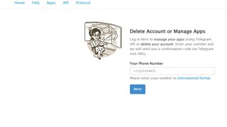 A screen that says Delete Account or Manage Apps and gives the option to enter your phone number