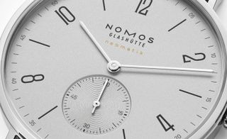 watch face, one of two new Nomos watches in platinum grey
