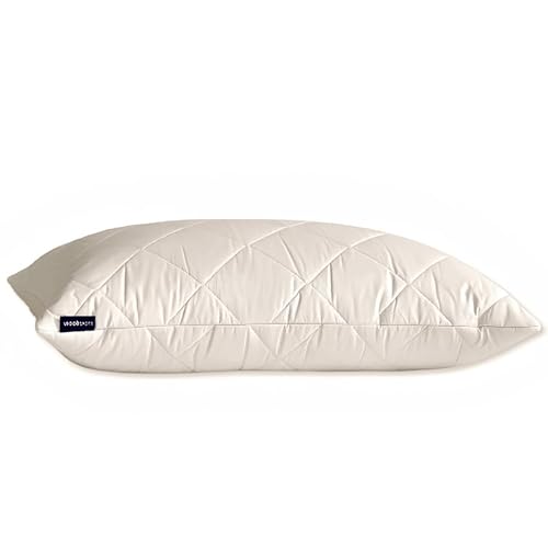 Woolroom Premium Organic Washable Bed Pillow (standard) 100% Organic British Wool - Customizable Hypoallergenic Thermoregulating Feather/down Alternative - 300td Highly Breathable Organic Cotton Cover