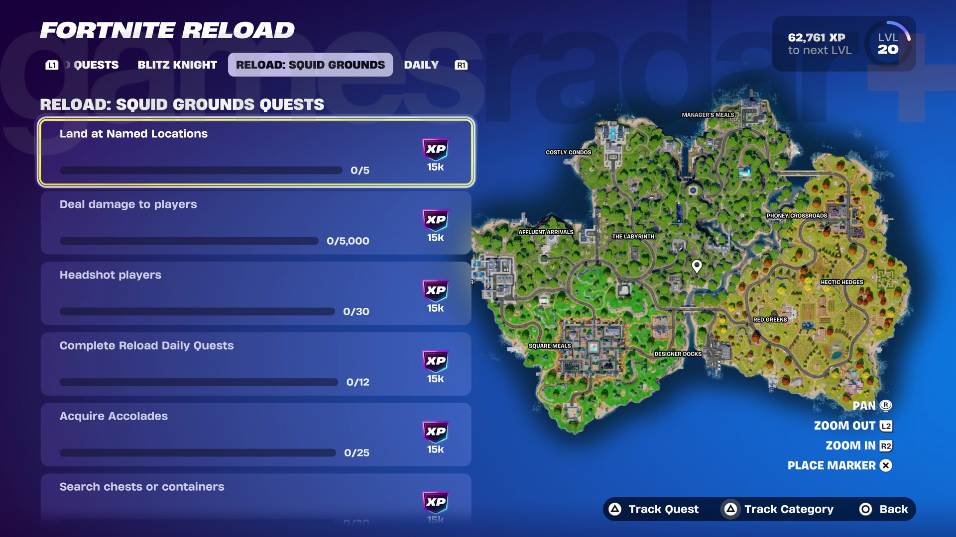 Fortnite Reload: Squid Grounds Quests in Chapter 6 Season 3