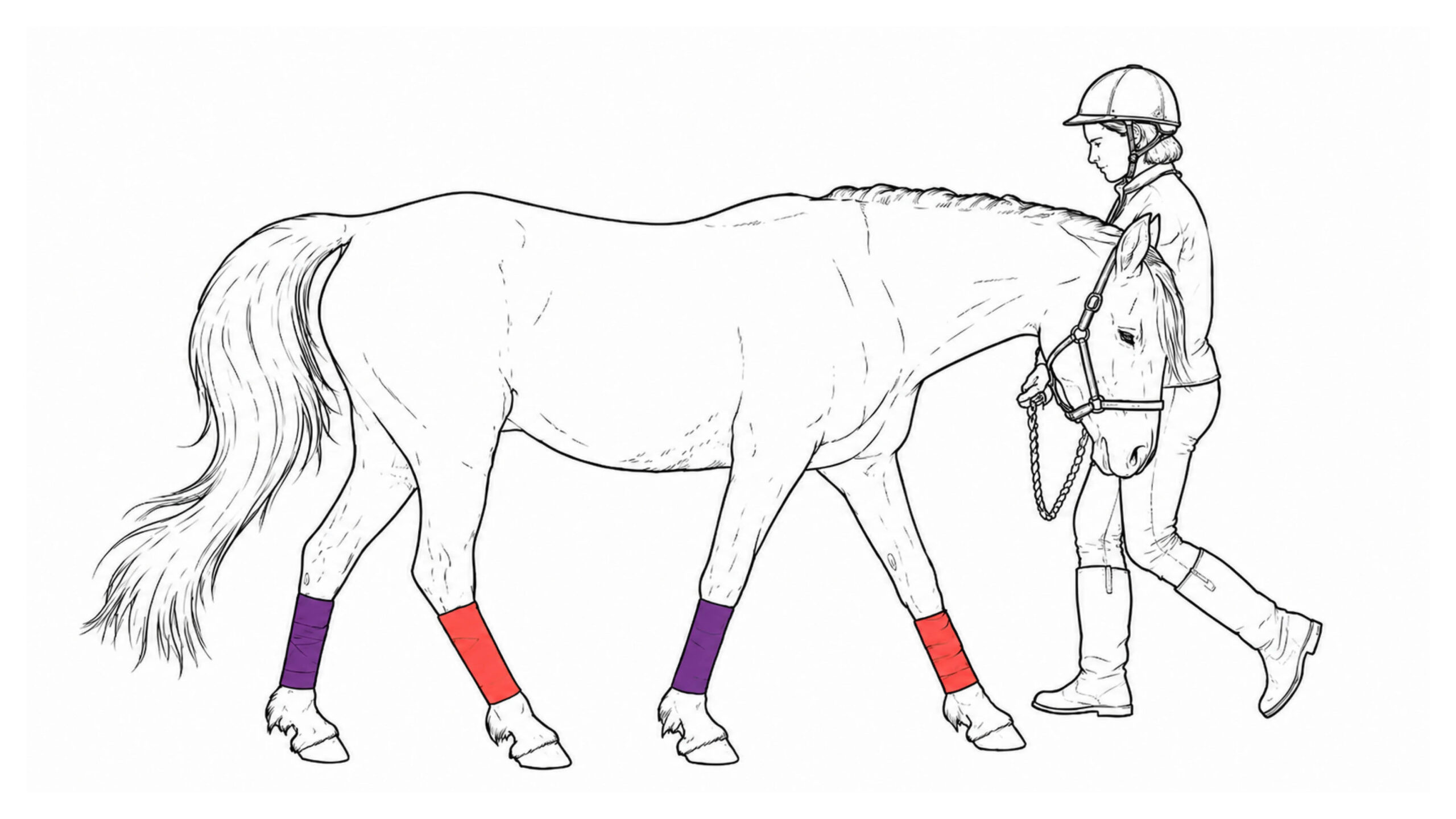 Diagram showing horse doing rein-back with handler on the ground