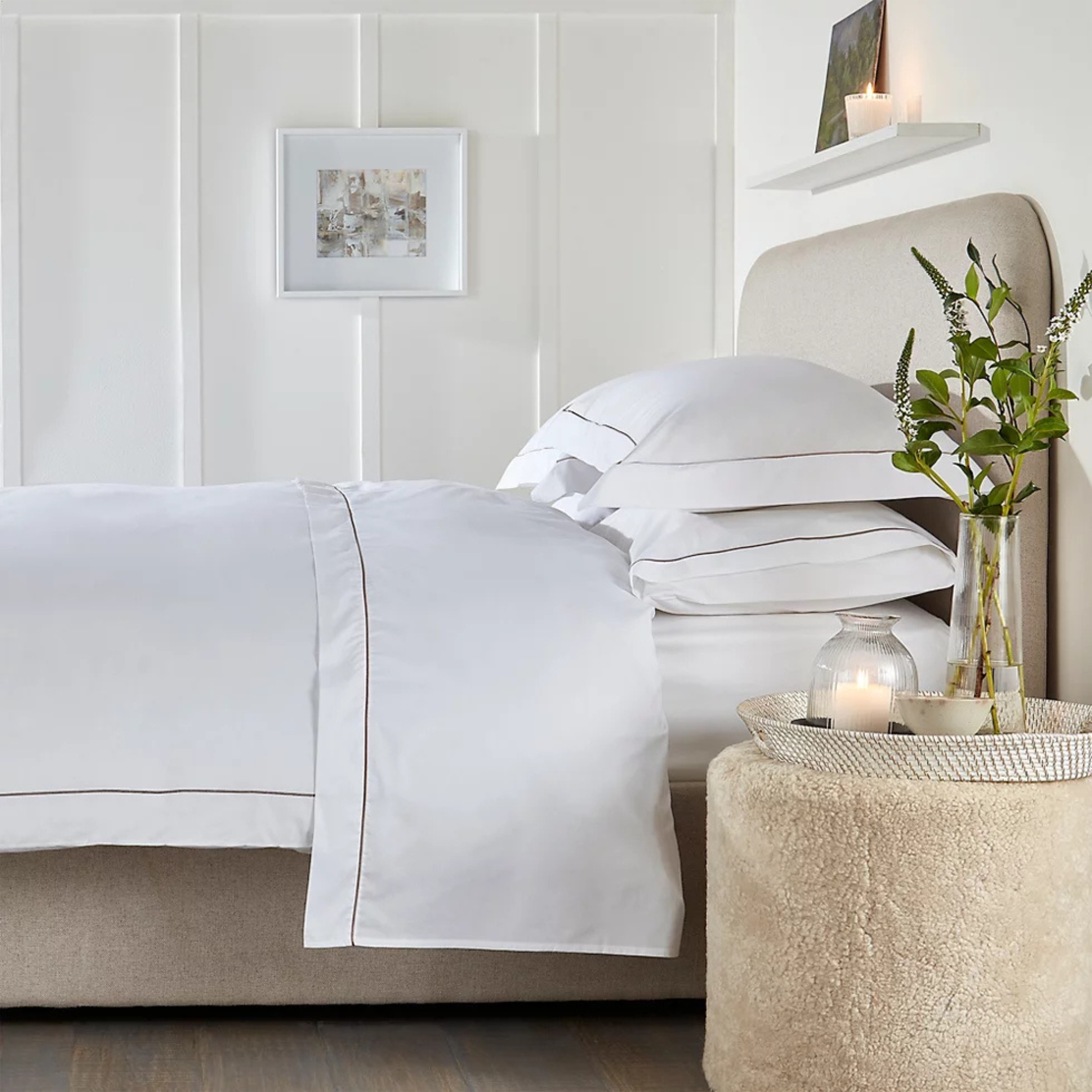 white company savoy collection white bedding with corded edges