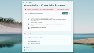 Screenshot of the Windows Insider Programme app