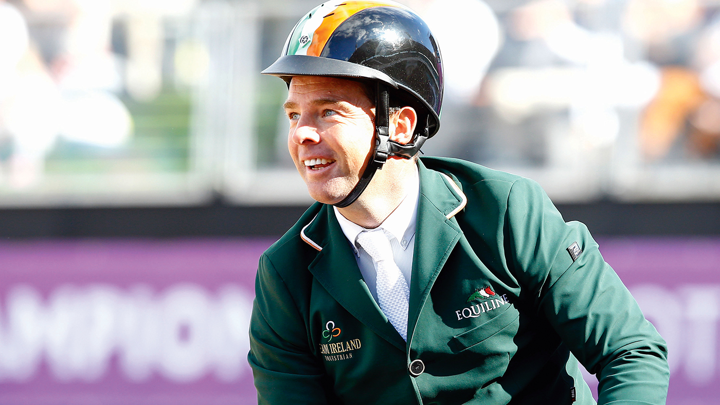 Cian O'Connor (IRL) riding Good Luck celebrates after winning bronze medal during Jumping Individual Final of the Equestrian European Championships on August 27, 2017 in Gothenburg, Sweden. (Photo by Pierre Costabadie/Icon Sport)