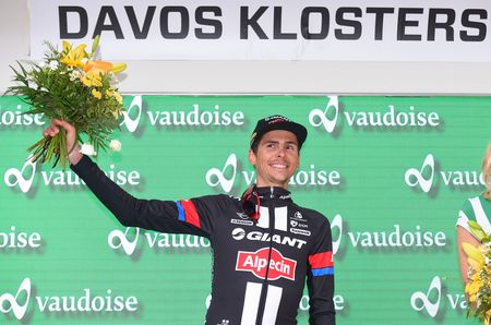 Warren Barguil enjoying his first career WorldTour podium at Tour de Suisse