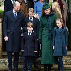 Prince William, Prince of Wales and Catherine, Princess of Wales with Prince George of Wales, Princess Charlotte of Wales and Prince Louis of Wales attend the Christmas Morning Service at St Mary Magdalene Church on December 25, 2024 in Sandringham, Norfolk.