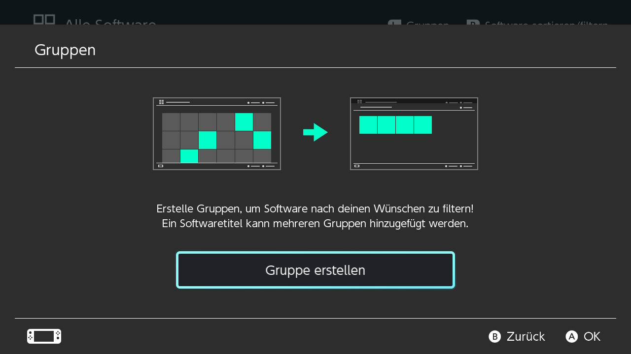 Screenshot der Ordner-Funktion der Nintendo Switch