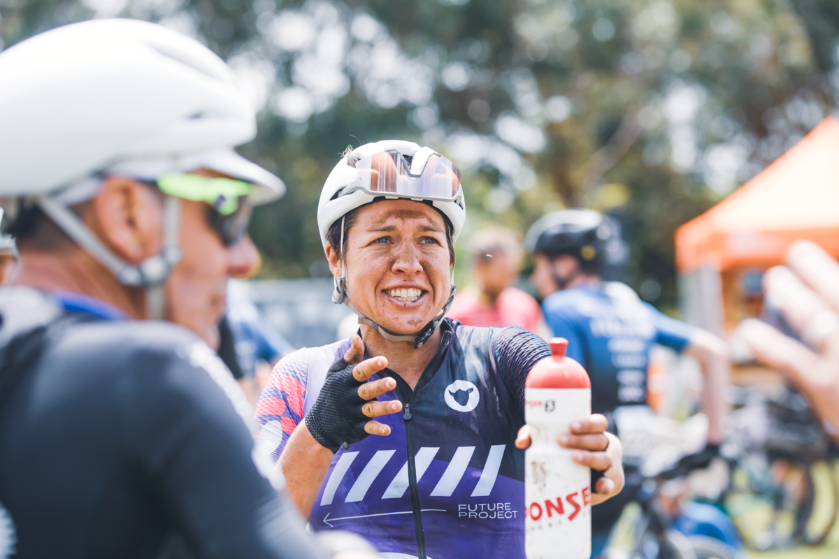 Matilda Raynolds after the Gravelista round of the UCI Gravel World Series race in Beechworth, 2023