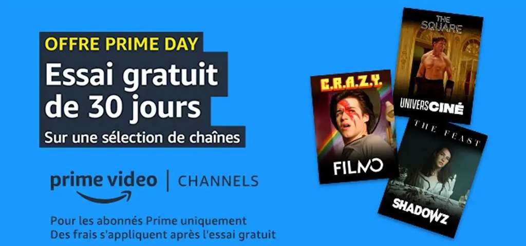 Amazon Prime Video vous offre 30 jours de streaming gratuit sur une large sélection de chaînes payantes
