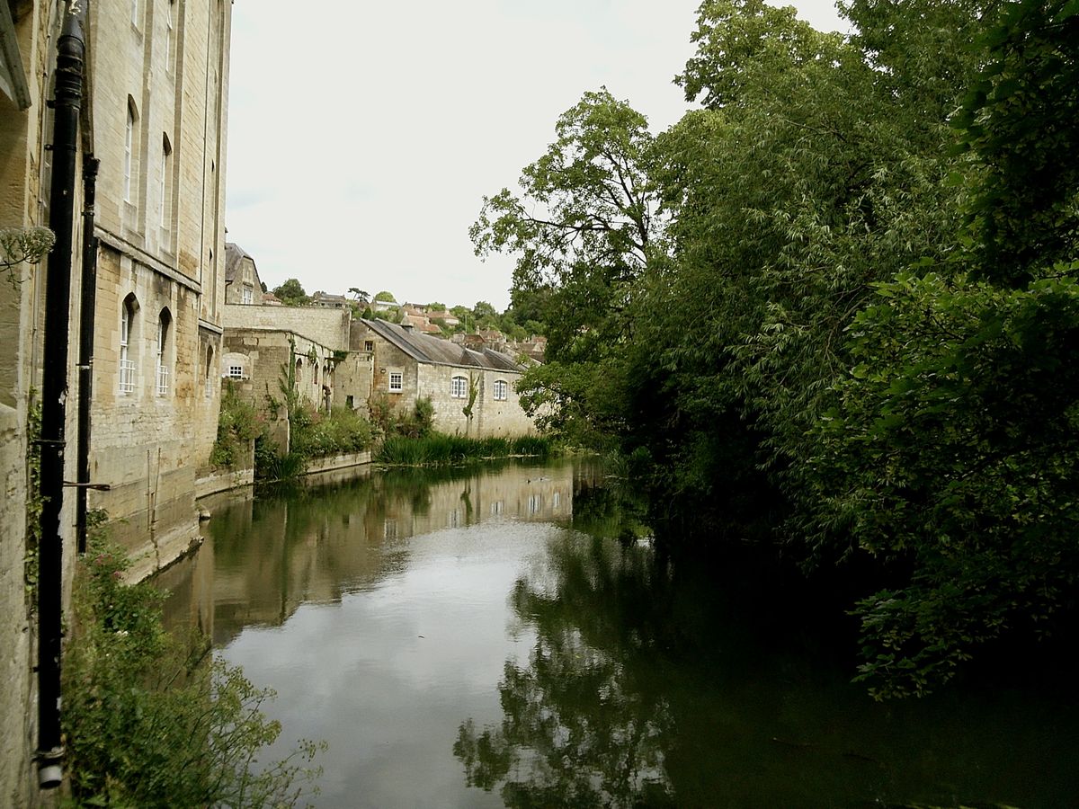 Sample image taken with Camp Snap 2 digital compact camera, showing River Avon surrounded by trees and buildings