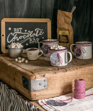 hot chocolate station at a garden party