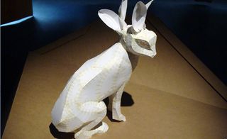 Paper hare sculpture