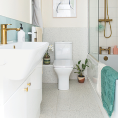 Mordern bathroom with white toilet and sink