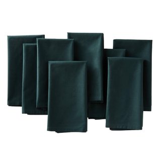 Poplin Dark Green Cloth Napkins Set of 8