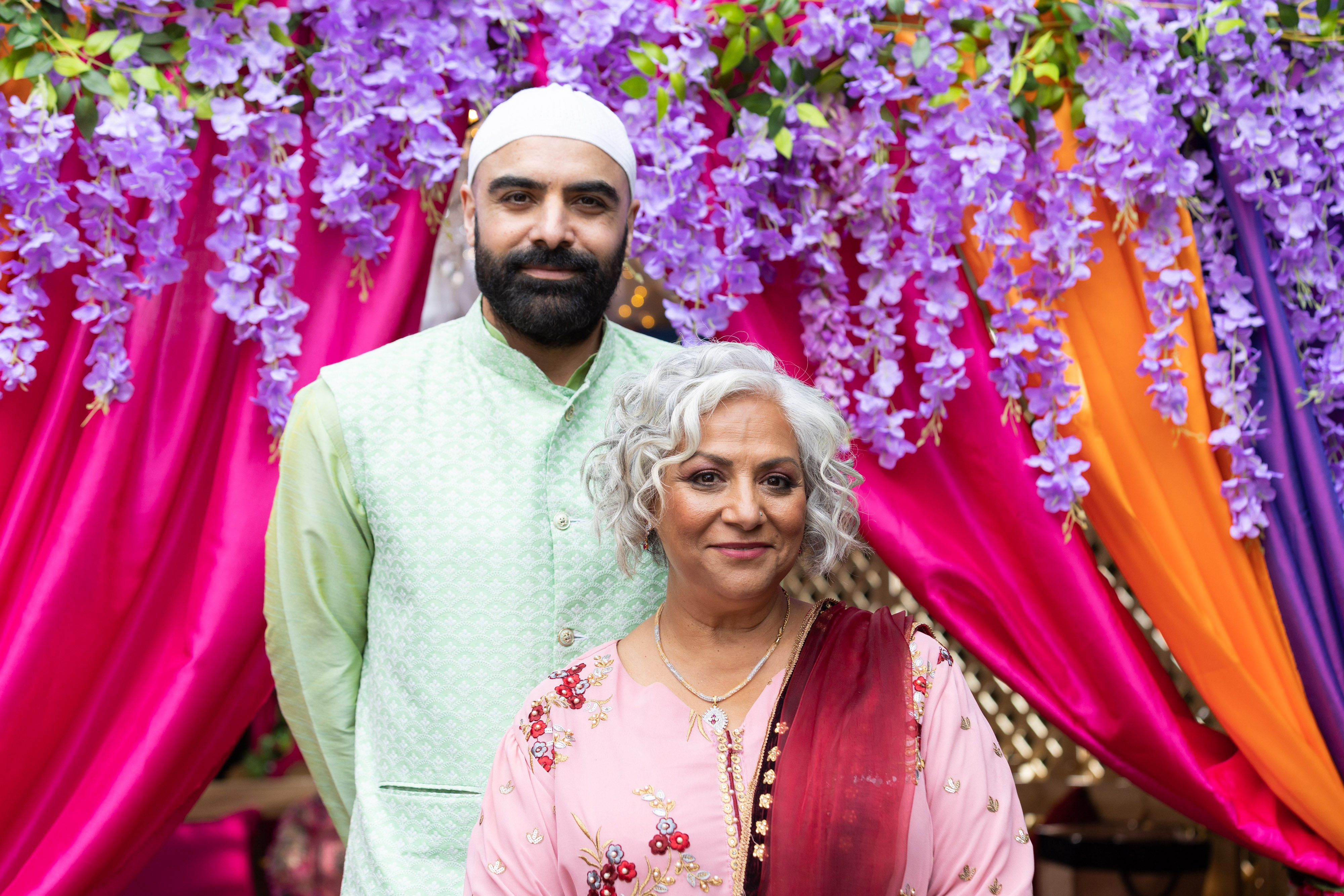 Zain and Misbah on their wedding day in Hollyoaks.