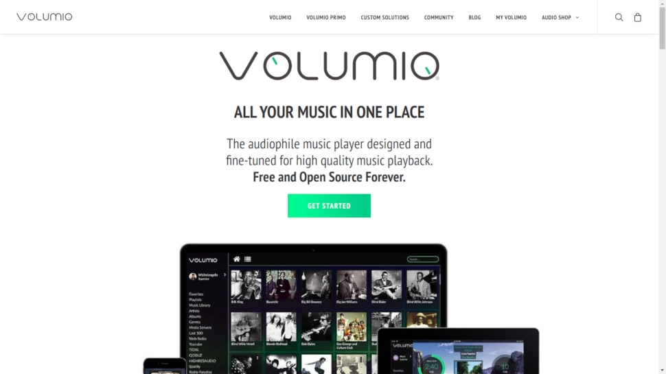 screenshot of the Volumio website