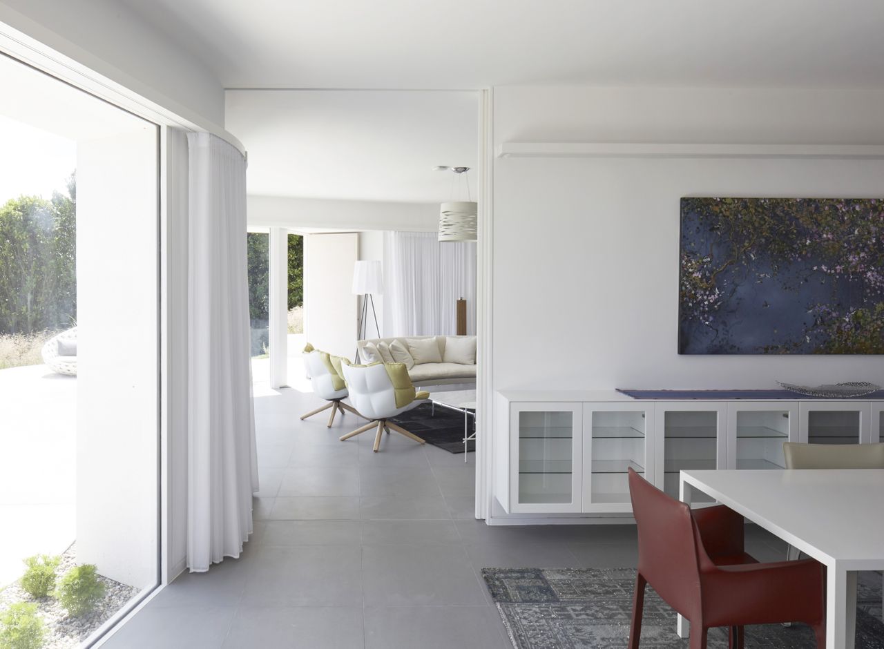 white open plan living space with view to living room