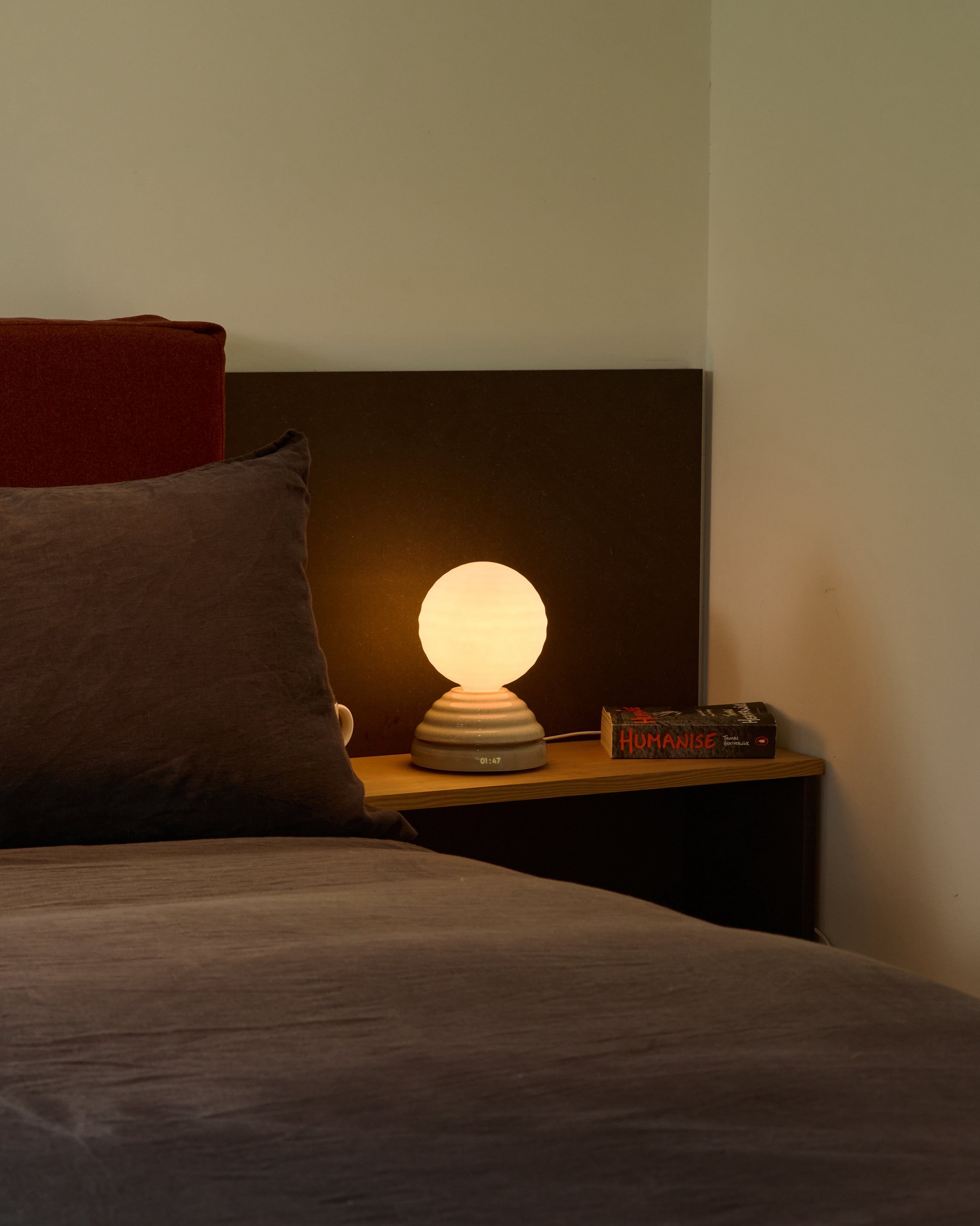 ceramic and glass lamp with orb-like design