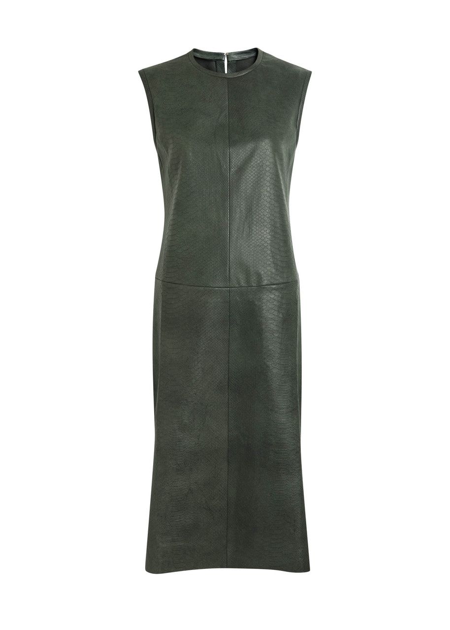 Caro Python-Effect Stretch-Leather Midi Dress