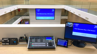 The Extron TouchLink Pro touchpanel in a classroom.