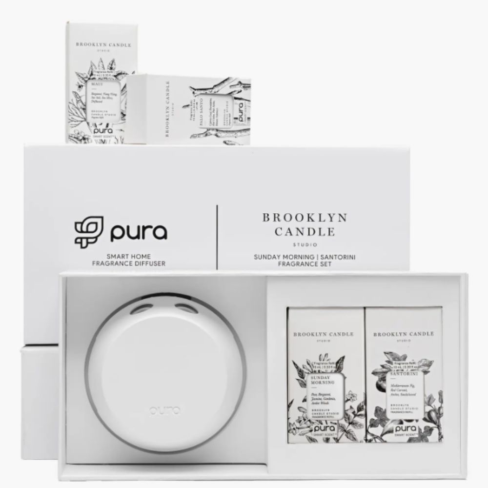 White plug in diffuser with Brooklyn candle scent refills