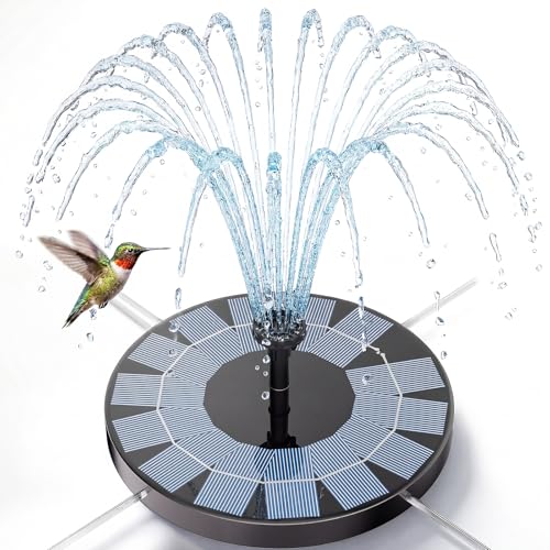 Aisitin 2.5w Solar Bird Bath Fountain Pump, Solar Fountain for Bird Bath With 6 Nozzles, 6.7" Solar Powered Water Pump for Garden, Ponds, Pool, Fish Tank, Aquarium and Outdoor