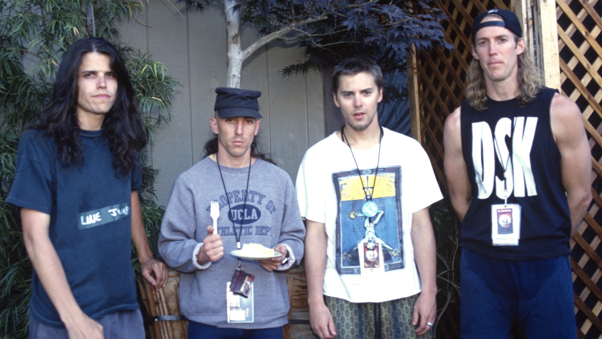 Tool backstage at Lollapalooza at Shoreline Amphitheatre on June 23, 1993 in Mountain View, California.