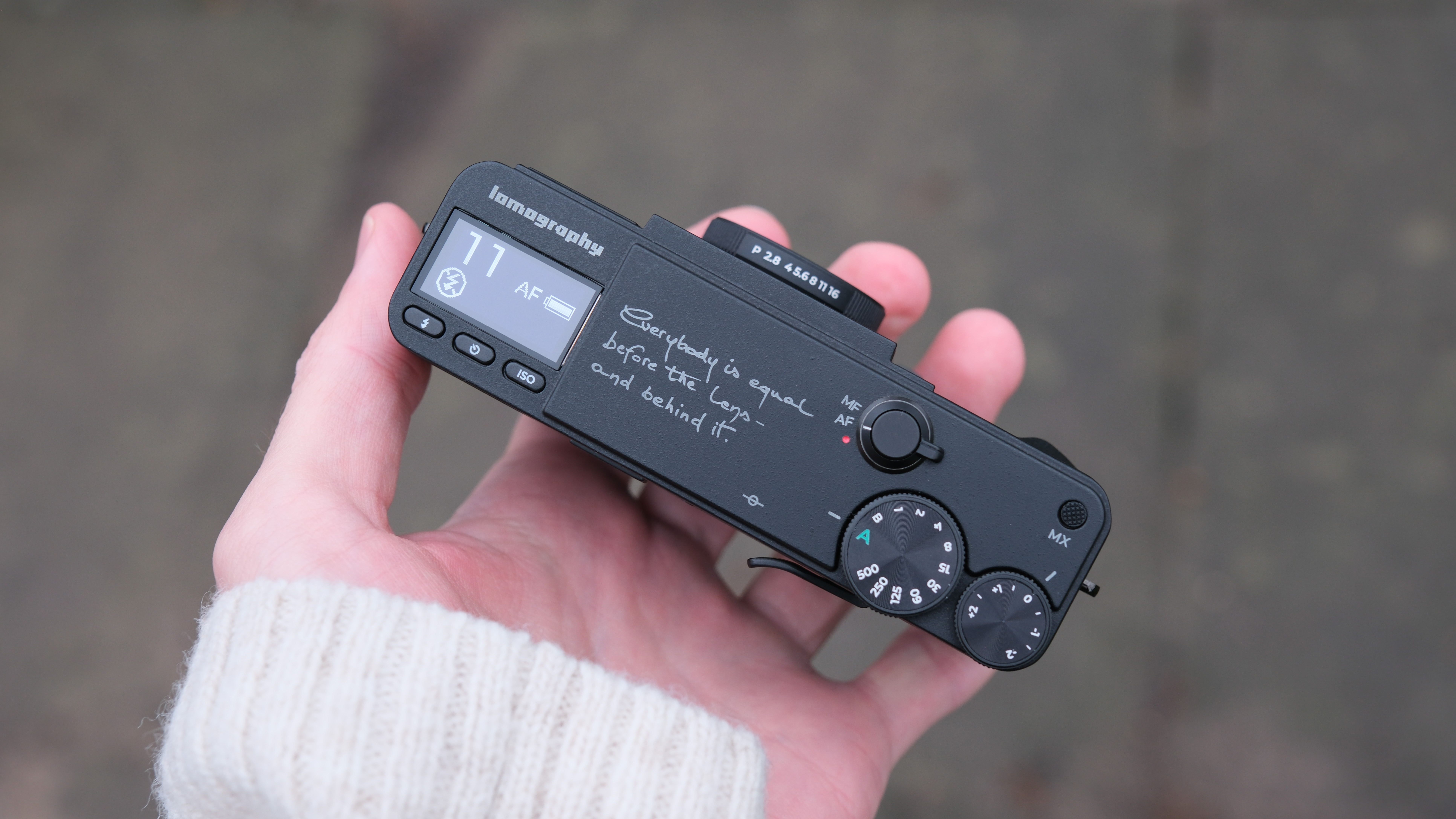 Lomography Lomo MC-A camera held in a hand