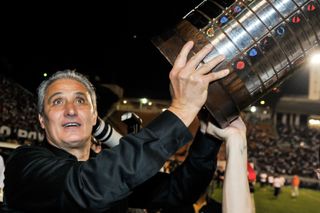 Corinthians manager Tite with the Copa Libertadores trophy, 2012