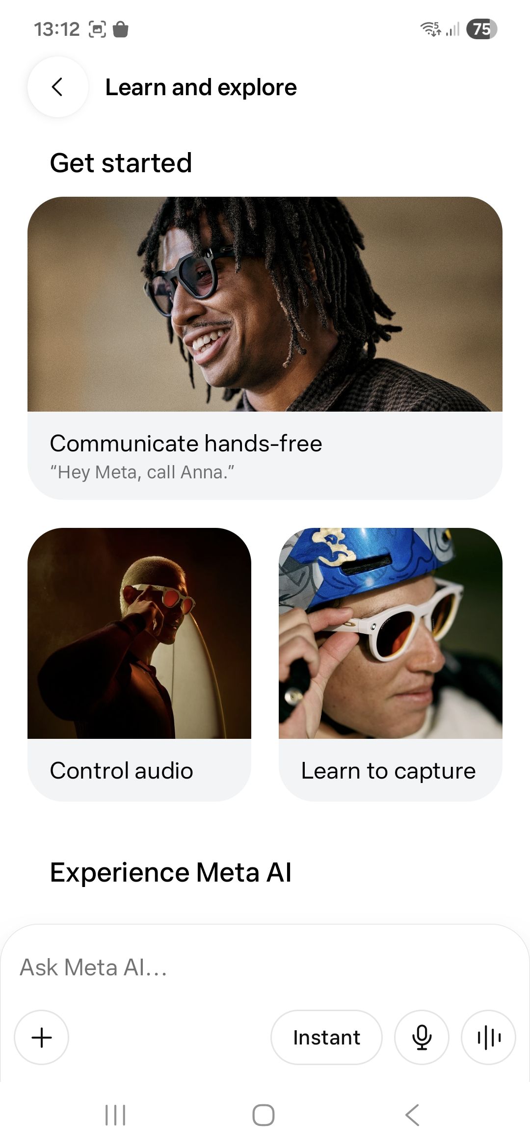 Oakley Meta HSTN Meta AI app screenshot