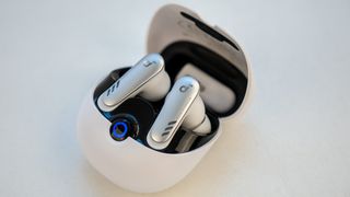 Soundcore VR P10 earbuds for Meta Quest charging in their case