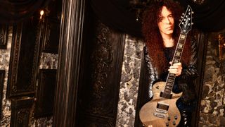 Marty Friedman with his cracked mirror Jackson