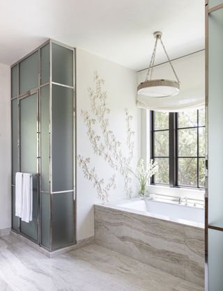 bathroom chandelier ideas modern brass fluted chandelier by Marie Flanigan Interiors