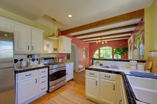 kitchen with red walls