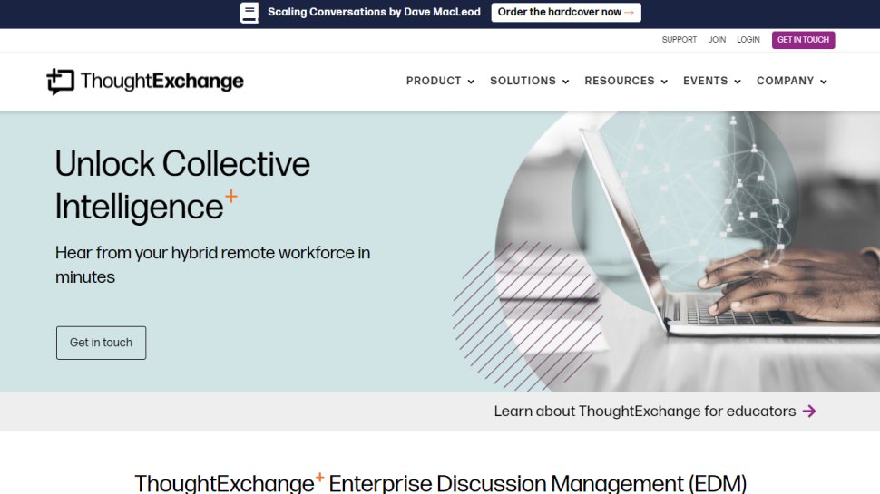 Website screenshot for Thoughtexchange