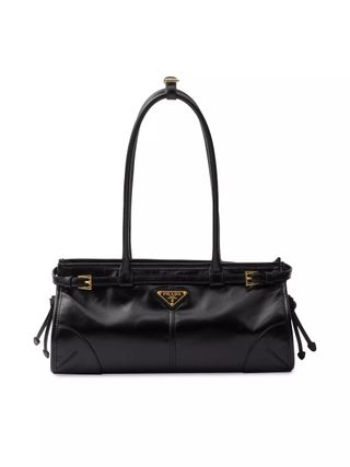 Prada, Medium Leather Top Handbag in Black