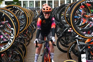 Alice Wood in her farewell as a professional cyclist prior to stage 6 at the Simac Ladies Tour 2024