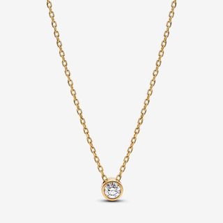 Pandora Era Lab-Grown Diamond Bezel Pendant Necklace 0.15 Carat Tw 14k Gold