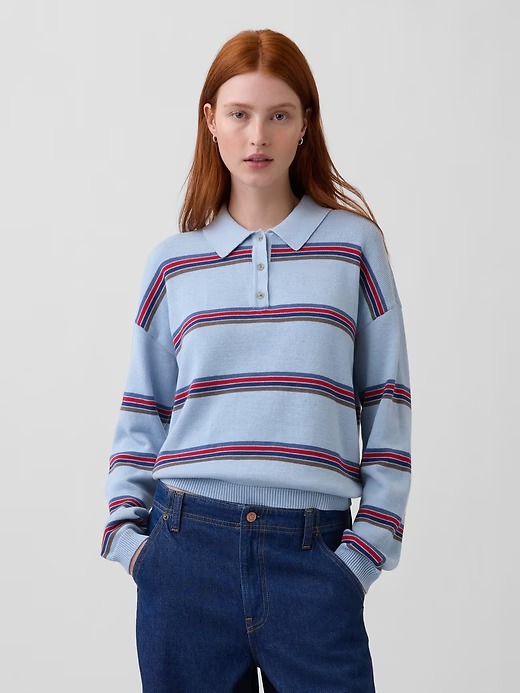 Gap, 100% Cotton Relaxed Polo Sweater