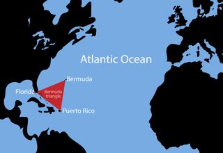 A map shows the location of the so-called Bermuda Triangle.