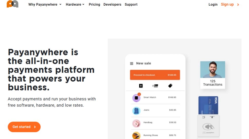 Website screenshot of PayAnywhere (February, 2026)