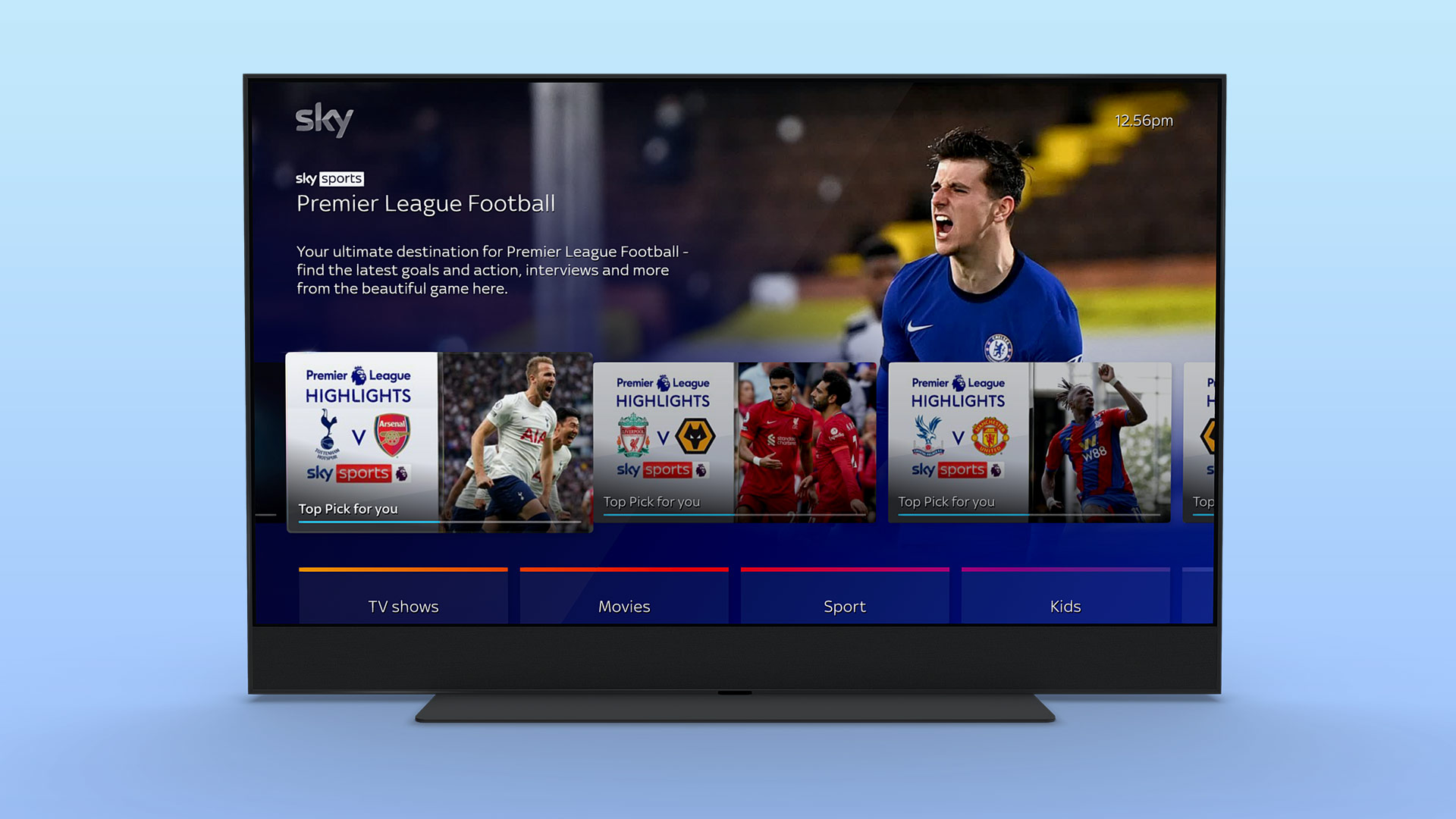Sky Glass TV showing Premier League football