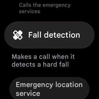 A user's screenshot on the Pixel Watch of the Fall Detection feature.