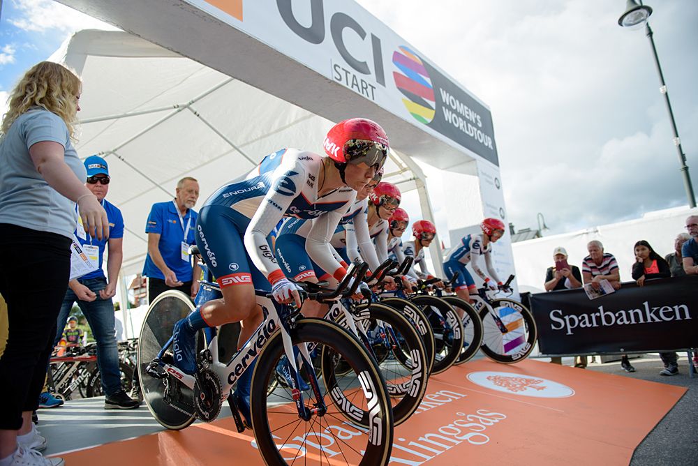 Second-placed team Cervelo Bigla at Vargarda team time trial