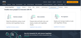 Website screenshot for Amazon SageMaker