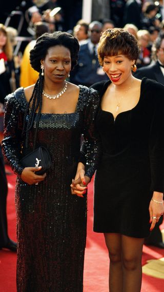 Whoopi Goldberg in a square neck gown