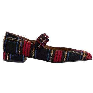 Low Mary Jane Tartan Shoe - Black/red